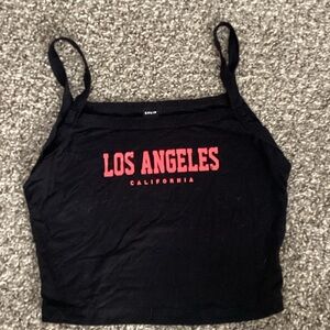 SHEIN Black Camisole with Red Los Angeles Print